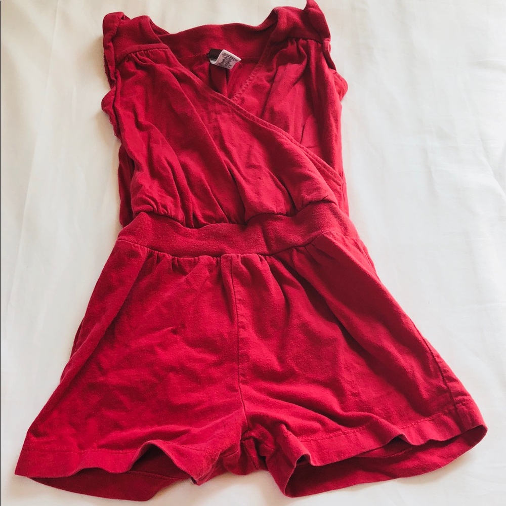 Girls Tea Collection Red Short Romper 3T
